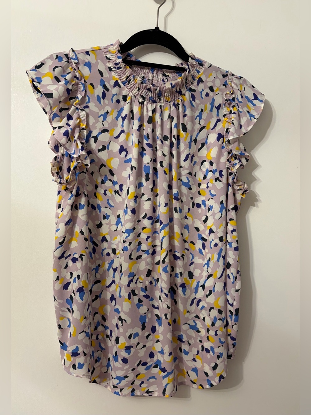 LOFT Lavender Floral-Print Ruffle Sleeve Blouse